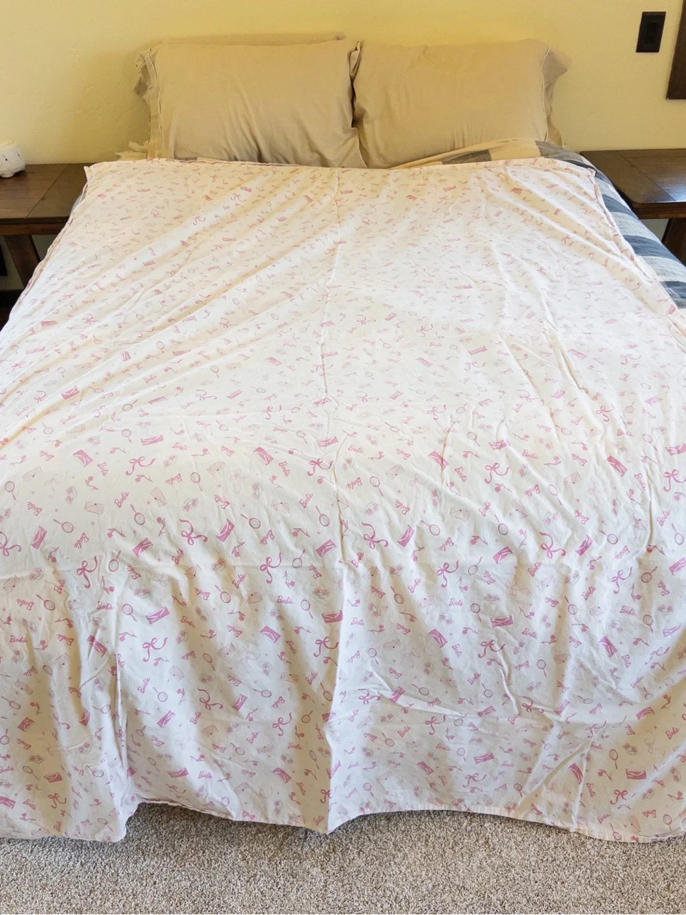 Pottery Barn Kids Set of 3 Organic Cotton Twin Flat Sheets Barbie Fairy Princess
